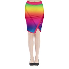 Neon Bright Rainbow Midi Wrap Pencil Skirt by retrotoomoderndesigns