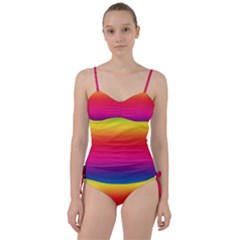 Neon Bright Rainbow Sweetheart Tankini Set by retrotoomoderndesigns