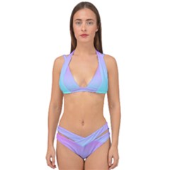 Pink Aqua Dream Double Strap Halter Bikini Set by retrotoomoderndesigns