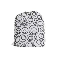 Abstract Black On White Circles Design White Drawstring Pouch (large) by LoolyElzayat