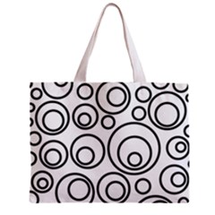 Abstract Black On White Circles Design White Zipper Mini Tote Bag by LoolyElzayat