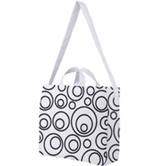 Abstract Black On White Circles Design White Square Shoulder Tote Bag by LoolyElzayat