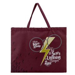 Lightning-shirt-maroon-background-01 Zipper Large Tote Bag by TransfiguringAdoptionStore