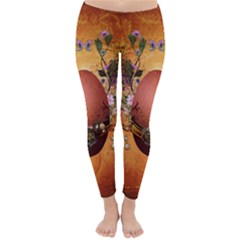 Wonderful Steampunk Easter Egg With Flowers Classic Winter Leggings by FantasyWorld7