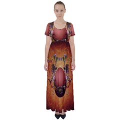 Wonderful Steampunk Easter Egg With Flowers High Waist Short Sleeve Maxi Dress by FantasyWorld7