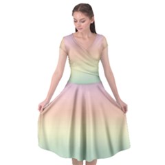 Balmy Pastel Seashore Cap Sleeve Wrap Front Dress by retrotoomoderndesigns