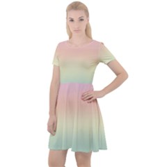 Balmy Pastel Seashore Cap Sleeve Velour Dress  by retrotoomoderndesigns