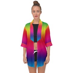 Neon Bright Rainbow Open Front Chiffon Kimono by retrotoomoderndesigns