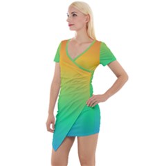 Sunburnt Splash Short Sleeve Asymmetric Mini Dress by retrotoomoderndesigns