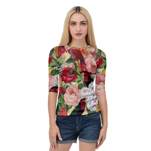 Tropical Bird Floral Quarter Sleeve Raglan Tee by snowwhitegirl