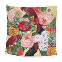 Tropical Bird Floral Square Tapestry (large)