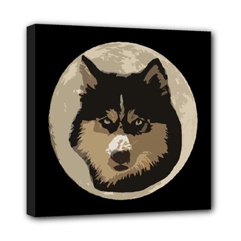 Husky Moon Mini Canvas 8  X 8  (stretched)