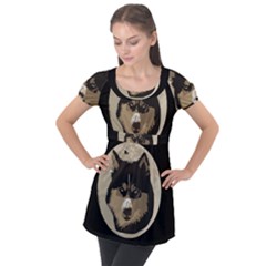 Husky Moon Puff Sleeve Tunic Top