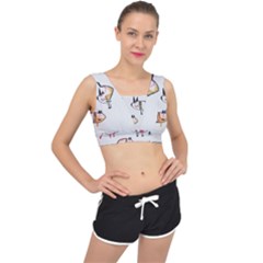 Children Children Drawing Flock V-back Sports Bra by Pakrebo