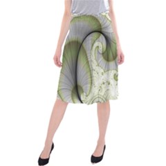 Graphic Fractal Eddy Curlicue Leaf Midi Beach Skirt by Pakrebo