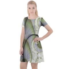 Graphic Fractal Eddy Curlicue Leaf Cap Sleeve Velour Dress  by Pakrebo