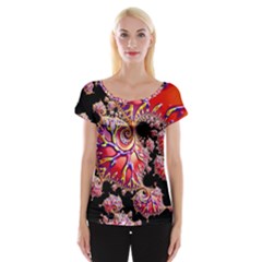 Fractals Colorful Pattern Cap Sleeve Top by Pakrebo