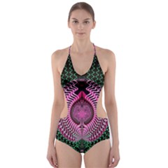 Fractal Traditional Fractal Hypnotic Cut-out One Piece Swimsuit by Pakrebo