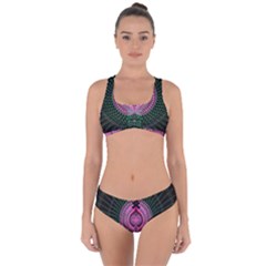 Fractal Traditional Fractal Hypnotic Criss Cross Bikini Set by Pakrebo