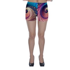 Fractal Multi Colored Fantasia Skinny Shorts by Pakrebo