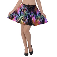 Fractal Colorful Background Velvet Skater Skirt