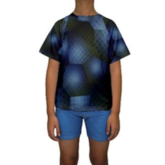 Fractal Rendering Background Green Kids  Short Sleeve Swimwear