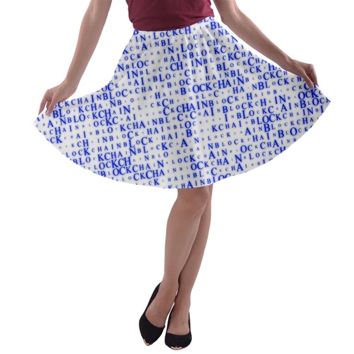 Blockchain Cryptography A-line Skater Skirt