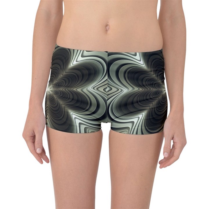 Fractal Silver Waves Texture Reversible Boyleg Bikini Bottoms