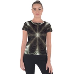 Fractal Silver Waves Texture Short Sleeve Sports Top 
