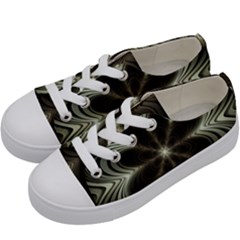 Fractal Silver Waves Texture Kids  Low Top Canvas Sneakers