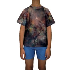 Abstract Fractal Digital Backdrop Kids  Short Sleeve Swimwear