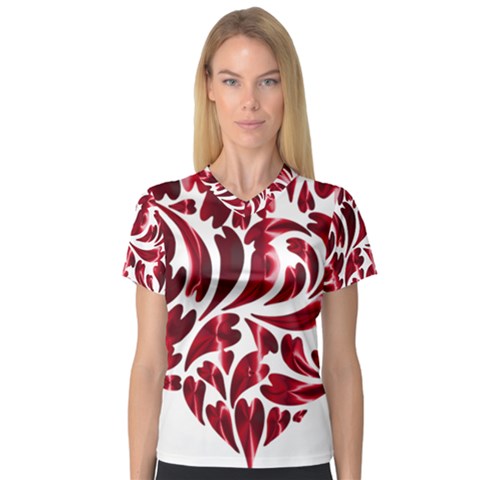 Abstract Geometric Art Fractal V-neck Sport Mesh Tee by Pakrebo