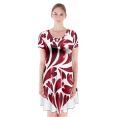 Abstract Geometric Art Fractal Short Sleeve V-neck Flare Dress by Pakrebo