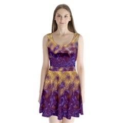 Fractal Rendering Background Split Back Mini Dress 