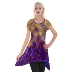 Fractal Rendering Background Short Sleeve Side Drop Tunic