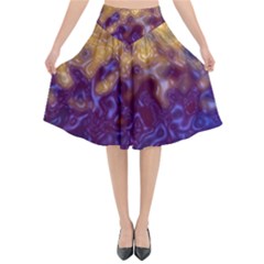 Fractal Rendering Background Flared Midi Skirt