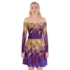 Fractal Rendering Background Off Shoulder Skater Dress