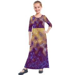 Fractal Rendering Background Kids  Quarter Sleeve Maxi Dress by Pakrebo