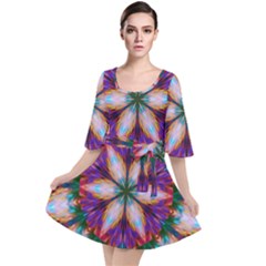 Seamless Abstract Colorful Tile Velour Kimono Dress by Pakrebo