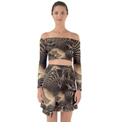 Fractal Bones Cave Fossil Render Off Shoulder Top With Skirt Set by Pakrebo