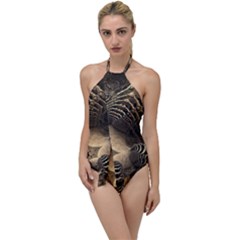 Fractal Bones Cave Fossil Render Go With The Flow One Piece Swimsuit by Pakrebo