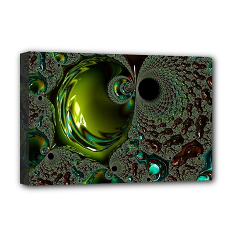 Fractal Intensive Green Olive Deluxe Canvas 18  X 12  (stretched) by Pakrebo