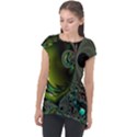 Fractal Intensive Green Olive Cap Sleeve High Low Top View1