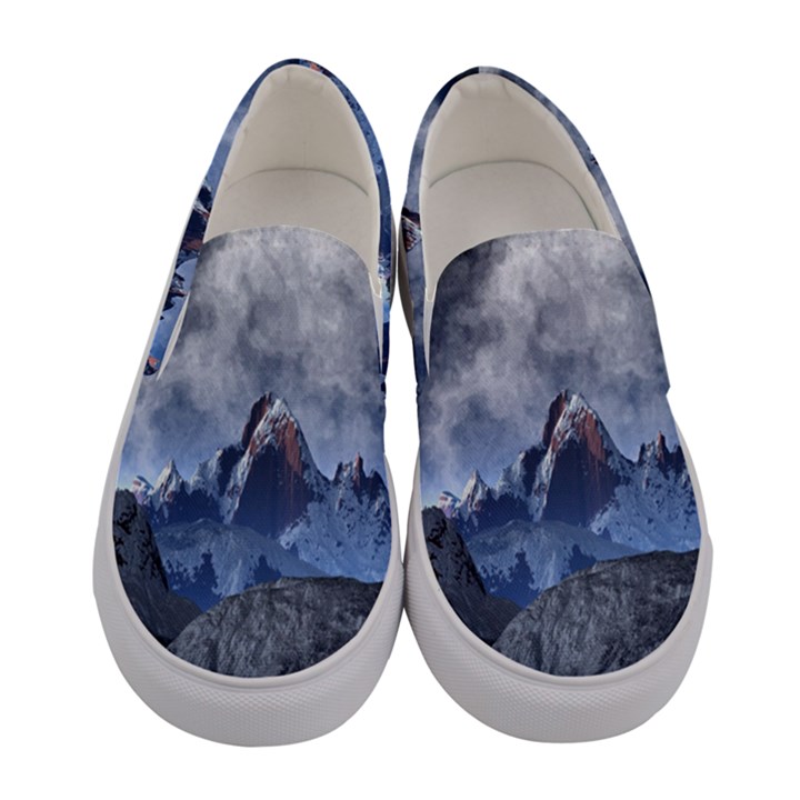Mountains Moon Earth Space Women s Canvas Slip Ons