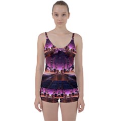 Fractal Mandelbulb 3d Tie Front Two Piece Tankini by Pakrebo