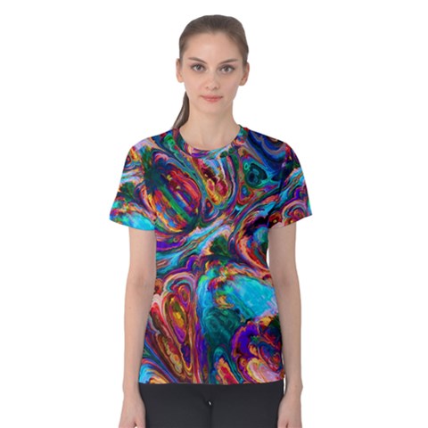 Seamless Abstract Colorful Tile Women s Cotton Tee by Pakrebo