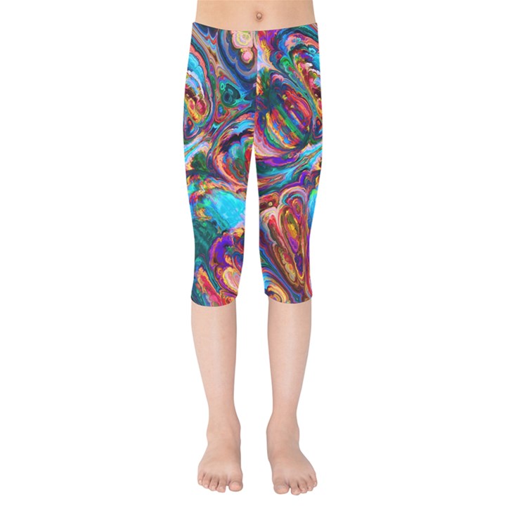 Seamless Abstract Colorful Tile Kids  Capri Leggings 