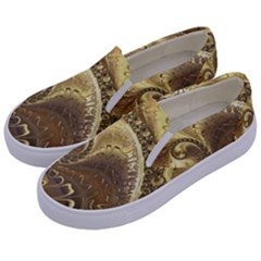 Fractal Golden Background Aesthetic Kids  Canvas Slip Ons by Pakrebo