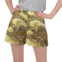 Fractal Golden Background Aesthetic Stretch Ripstop Shorts by Pakrebo