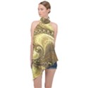 Fractal Golden Background Aesthetic Halter Asymmetric Satin Top View1